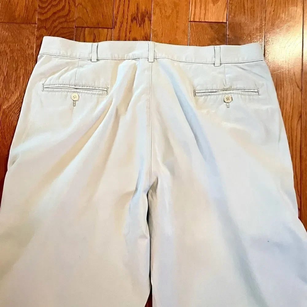 CREAM LANDS END PLEATED FRONT CUFFED PANT 38R